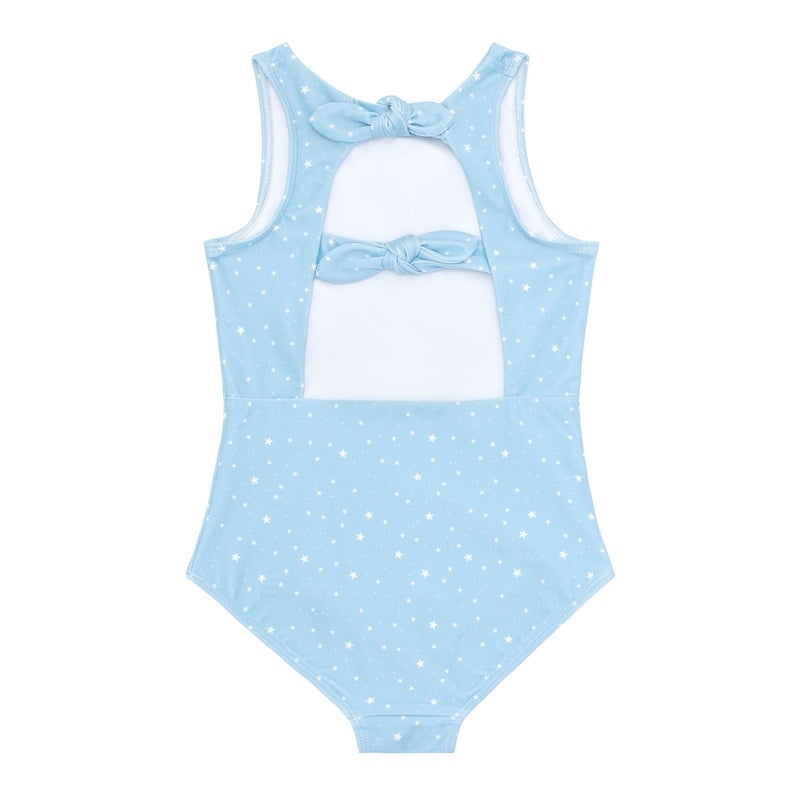 Pre-Order Double Bow Tie Knot One Piece Blue Star - Born Childrens Boutique