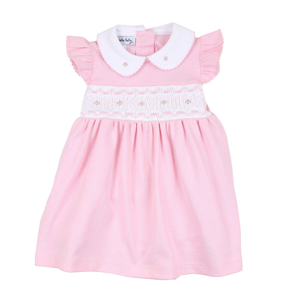 Magnolia Baby Kate and Luke Smocked Collared Flutters Dress Set Pink - Born Childrens Boutique