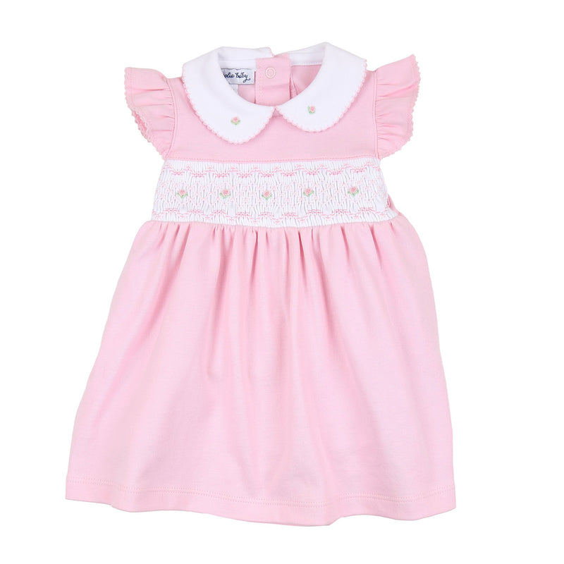 Magnolia Baby Kate and Luke Smocked Collared Flutters Dress Set Pink - Born Childrens Boutique