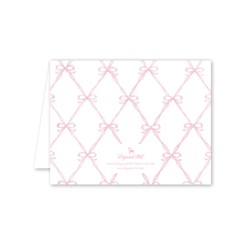 Rattle and Pink Bow Card - Born Childrens Boutique