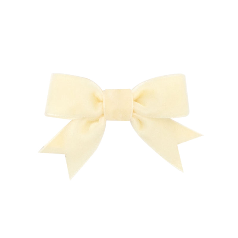 Wee Ones Ivory Velvet Bowtie w/ Fancy Tail - Born Childrens Boutique