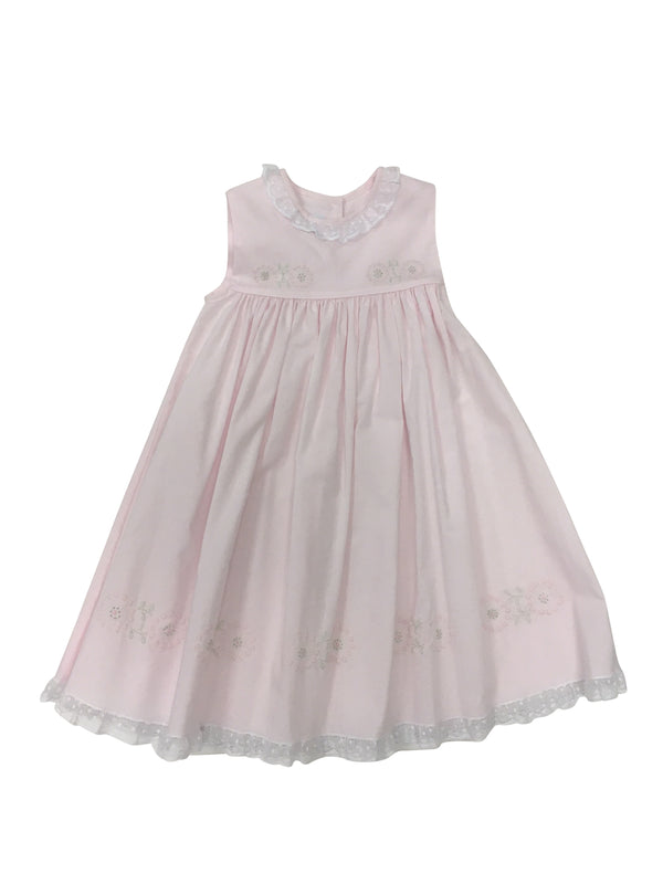Heirloom Sleeveless Dress Pink/White - Born Childrens Boutique