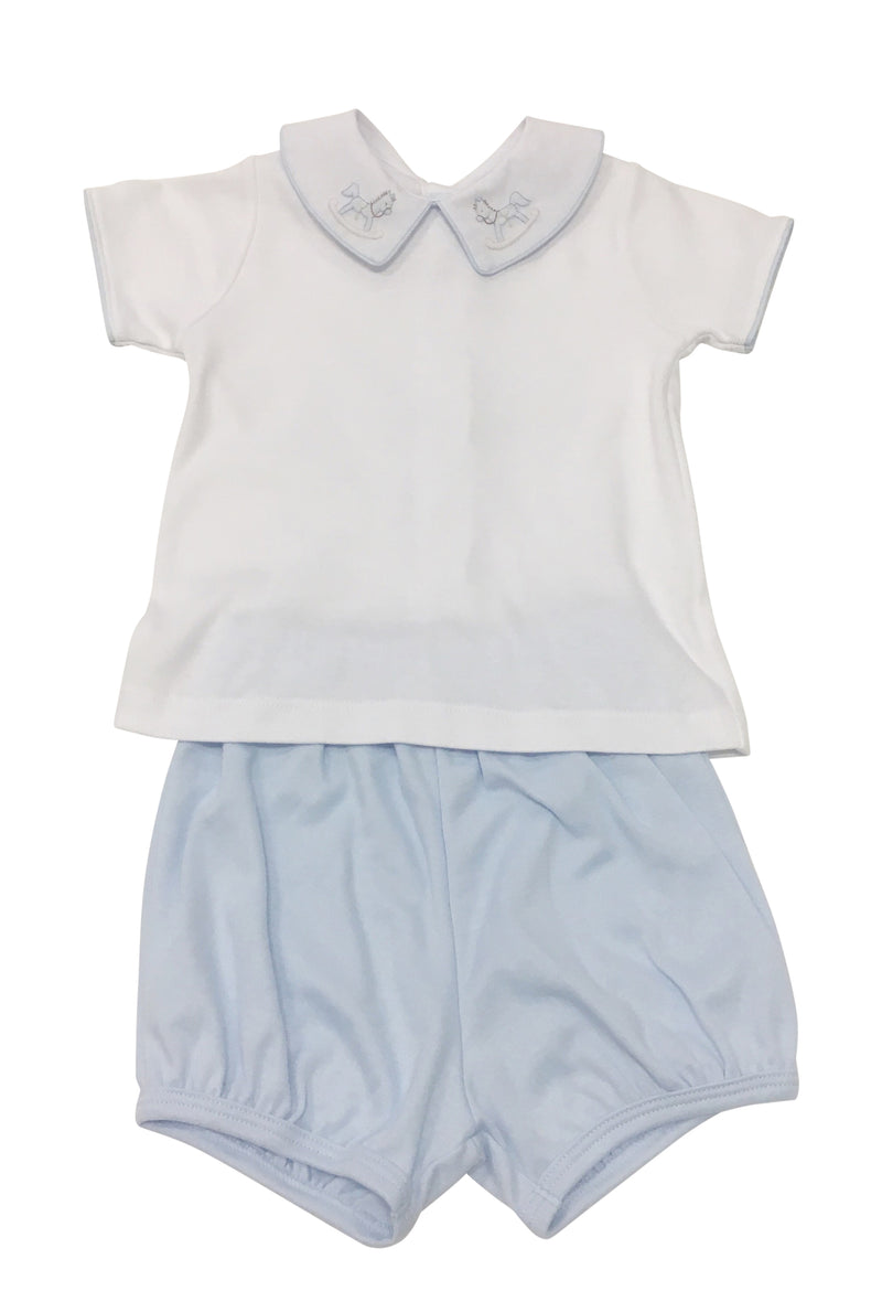 Auraluz 2 Piece Knit Set Blue Rocking Horse - Born Childrens Boutique