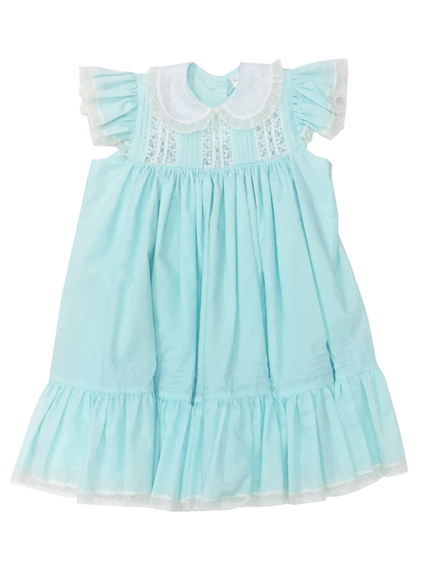 Heirloom Sleeveless Aqua Dress - Born Childrens Boutique