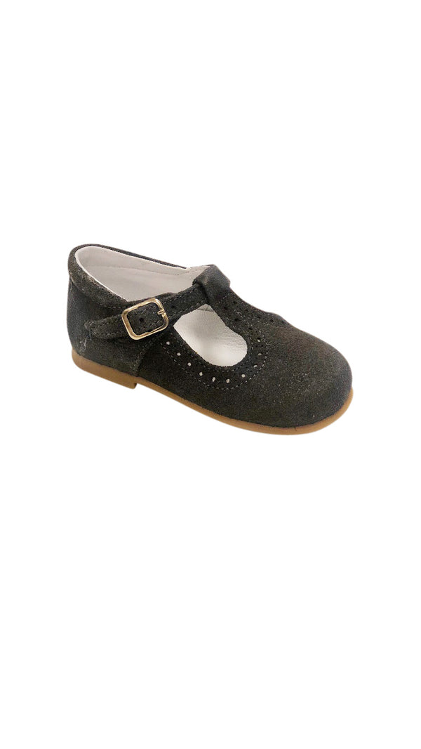 Baby T Strap Grey Suede - Born Childrens Boutique