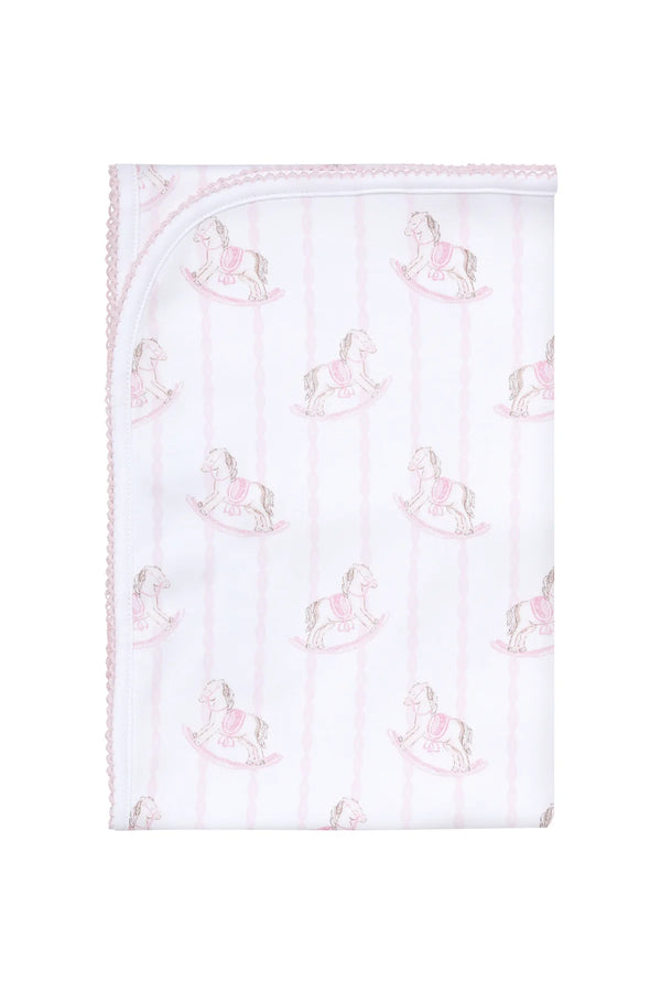 Pink Rocking Horse Blanket - Born Childrens Boutique