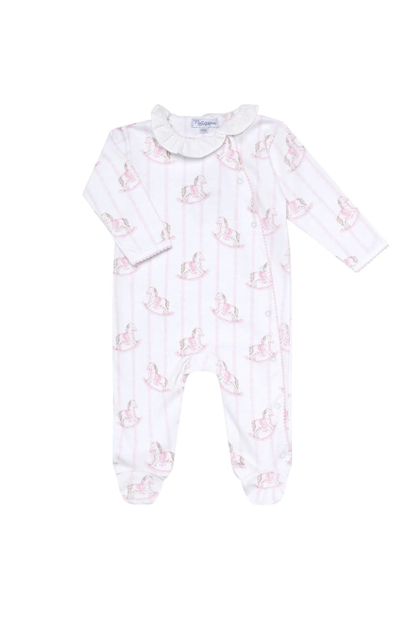 Pink Rocking Horse Crossover Footie - Born Childrens Boutique