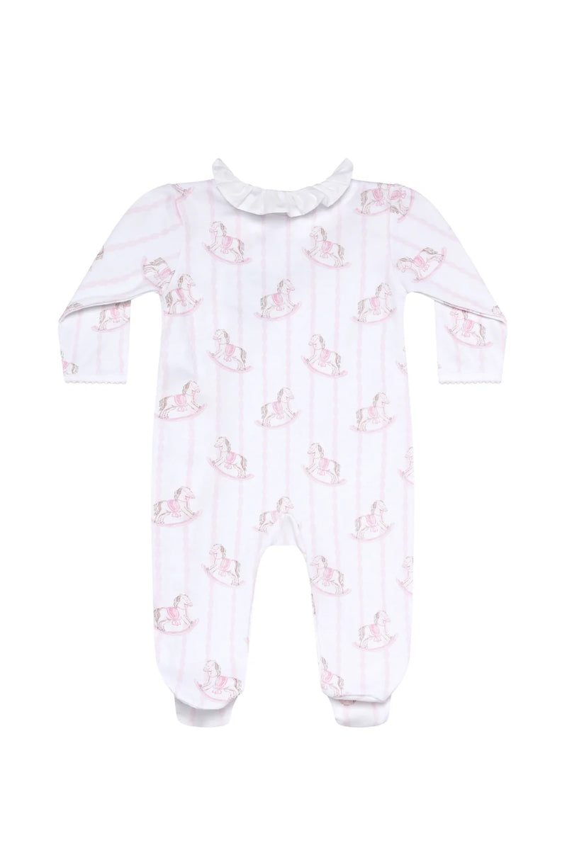 Pink Rocking Horse Crossover Footie - Born Childrens Boutique