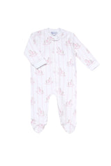 Pink Rocking Horse Zipper Footie - Born Childrens Boutique