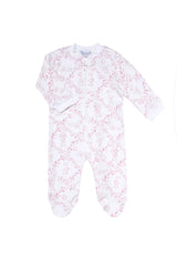 Pink Bears Trellace Zipper Footie - Born Childrens Boutique