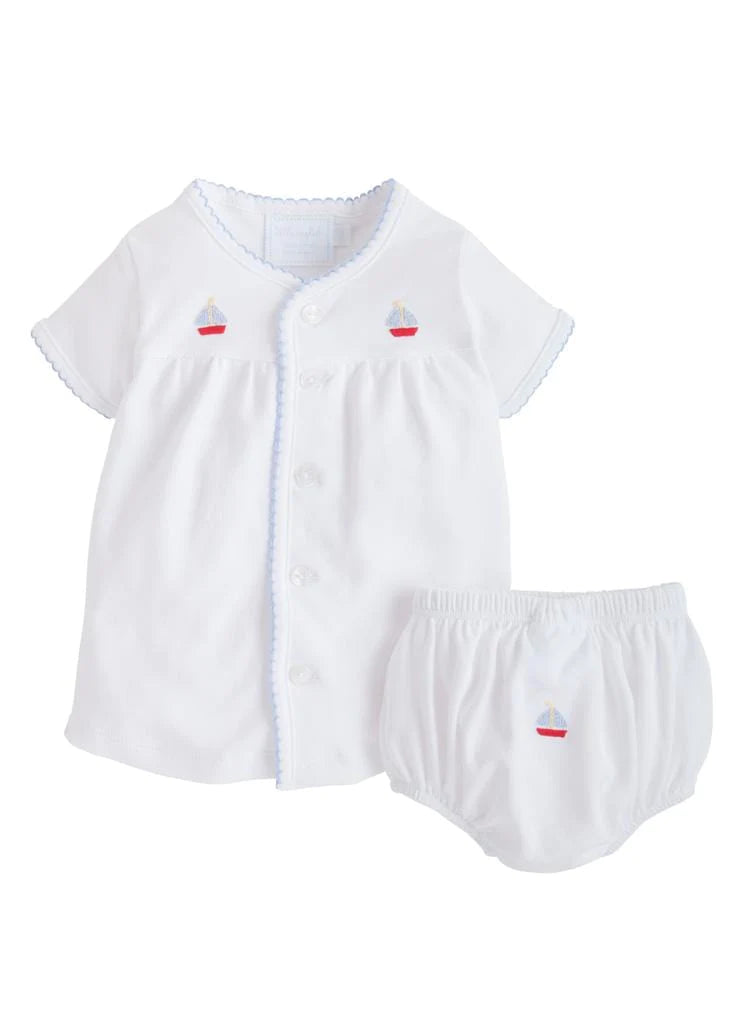 Pinpoint Layette Knit Set Sailboat - Born Childrens Boutique
