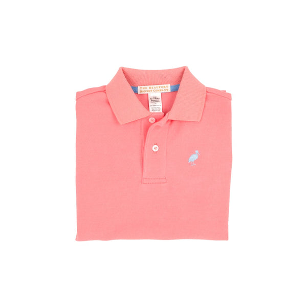Prim and Proper Short Sleeve Polo Parrot Cay Coral With Beale Street Blue Stork - Born Childrens Boutique