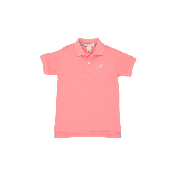 Prim and Proper Short Sleeve Polo Parrot Cay Coral With Beale Street Blue Stork - Born Childrens Boutique