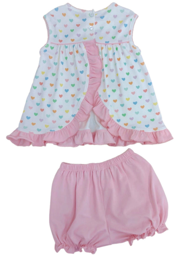 Pre-Order James & Lottie Remy Rainbow Hearts Top Bloomers Girls - Born Childrens Boutique