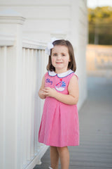Pre-Order Ahoy Dress in Red Micogingham - Born Childrens Boutique