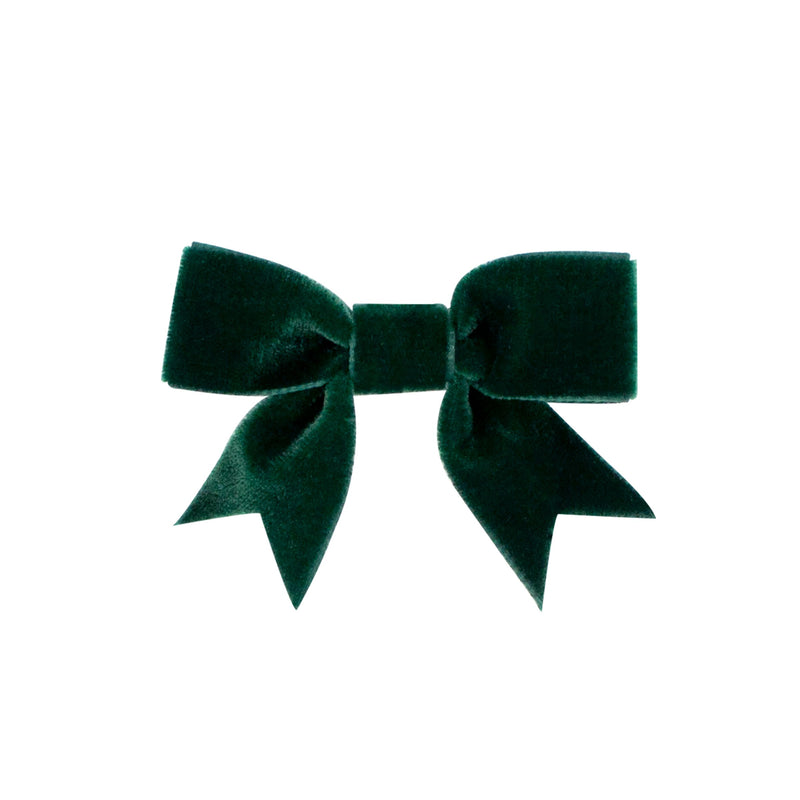 Wee Ones Forest Green Velvet Bowtie w/ Fancy Tail - Born Childrens Boutique