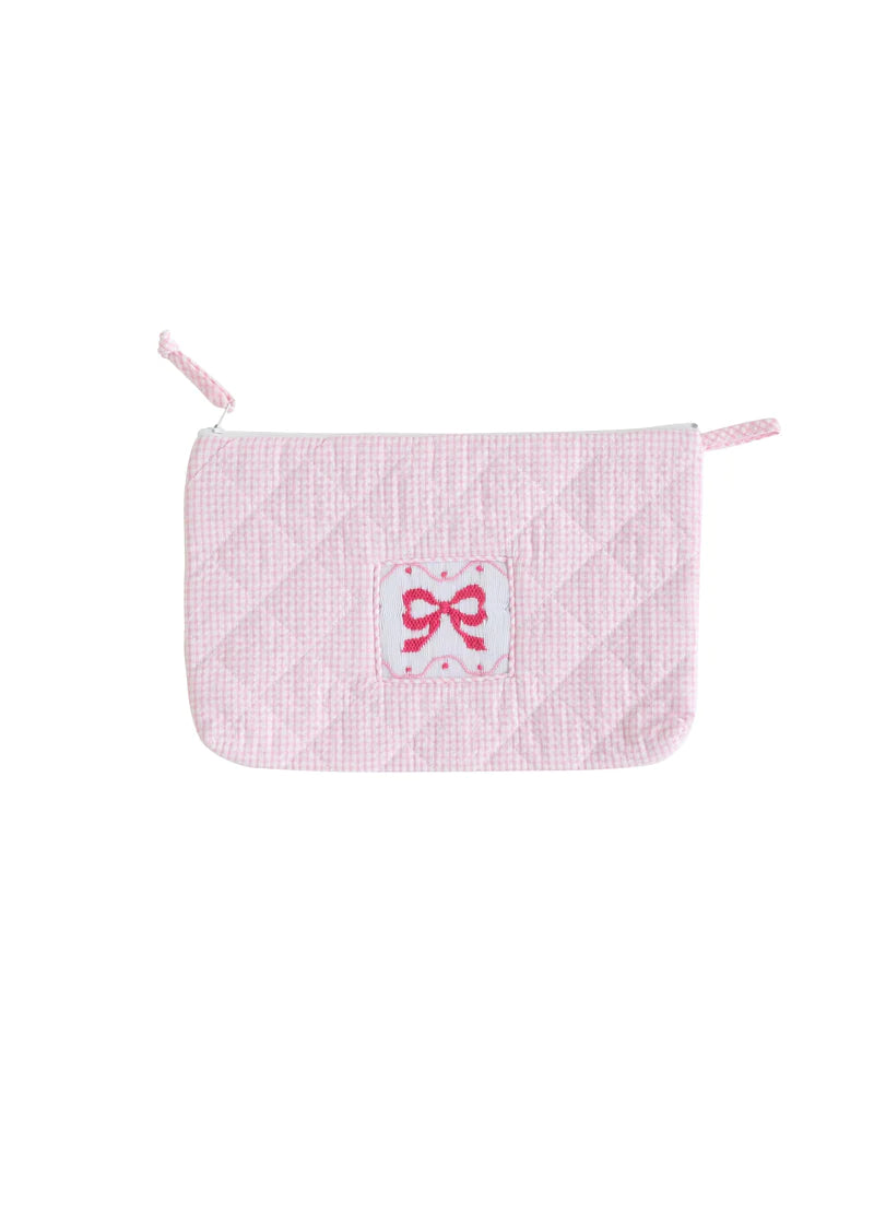 Diamond Quilted Cosmetic - Pink Bow - Born Childrens Boutique