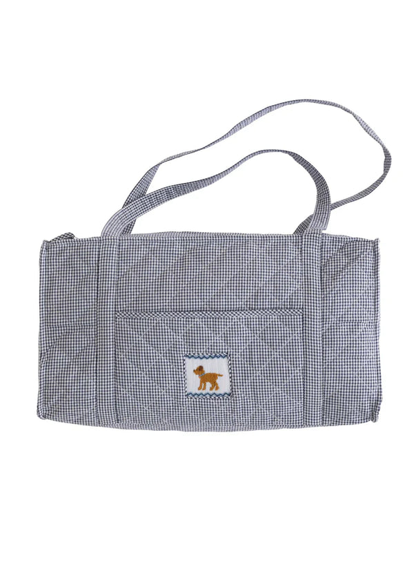Diamond Quilted Navy Gingham Duffle - Dog - Born Childrens Boutique