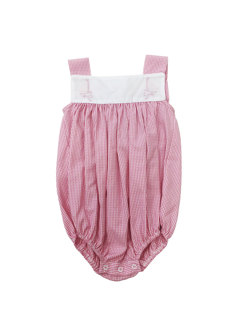 Sun Bubble Pink Gingham Sailboats - Born Childrens Boutique