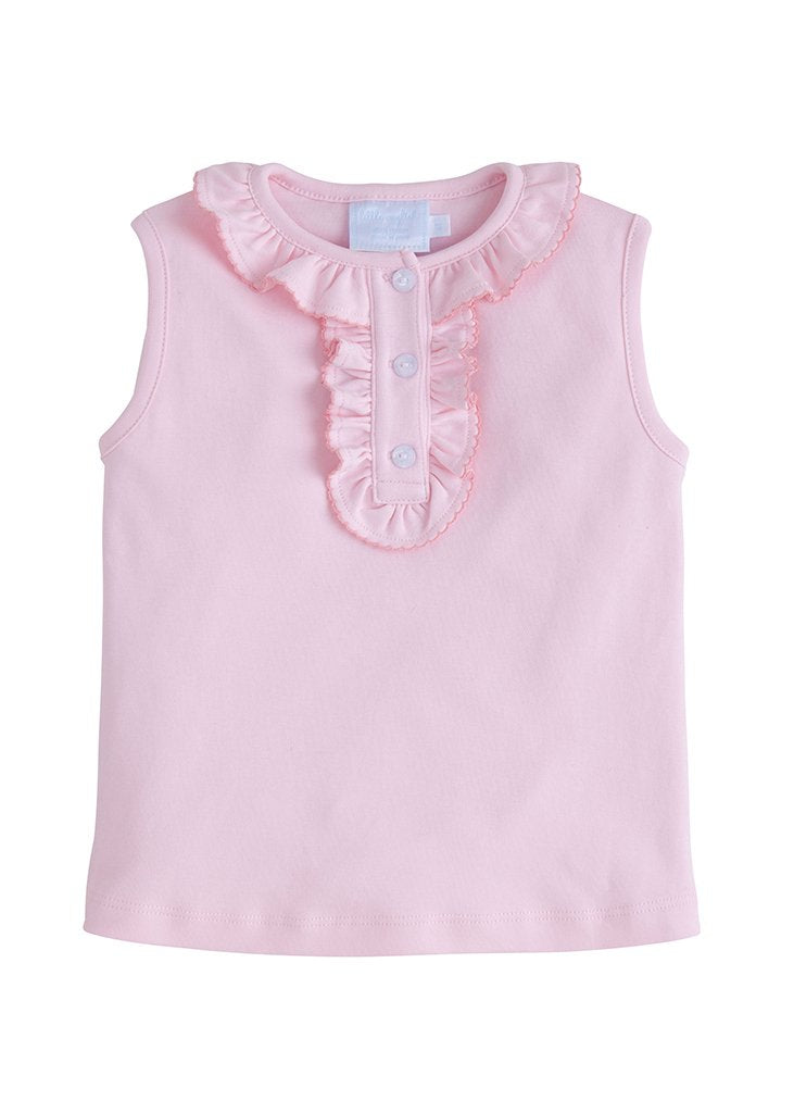 Ruffled Henley - Solid Light Pink - Born Childrens Boutique