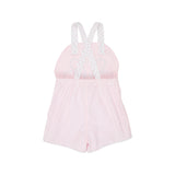 Ruthie Romper Palm Beach Pink With Port Royal Rosebud - Born Childrens Boutique