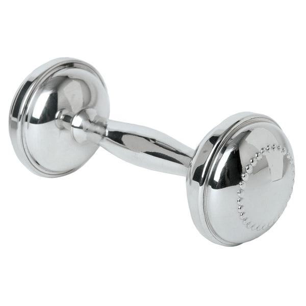 Pewter Dumbell Rattle w/ Bead - Born Childrens Boutique