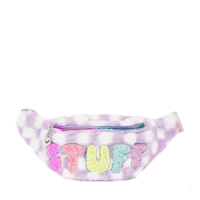 Plush Fanny Pack - Lavender Checkerboard Plush - Born Childrens Boutique