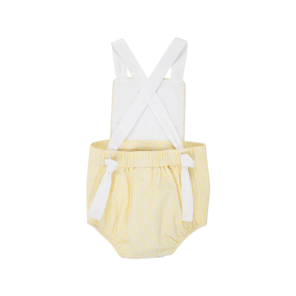 Sayre Sunsuit Worth Avenue White With Seaside Sunny Yellow Seersucker - Born Childrens Boutique