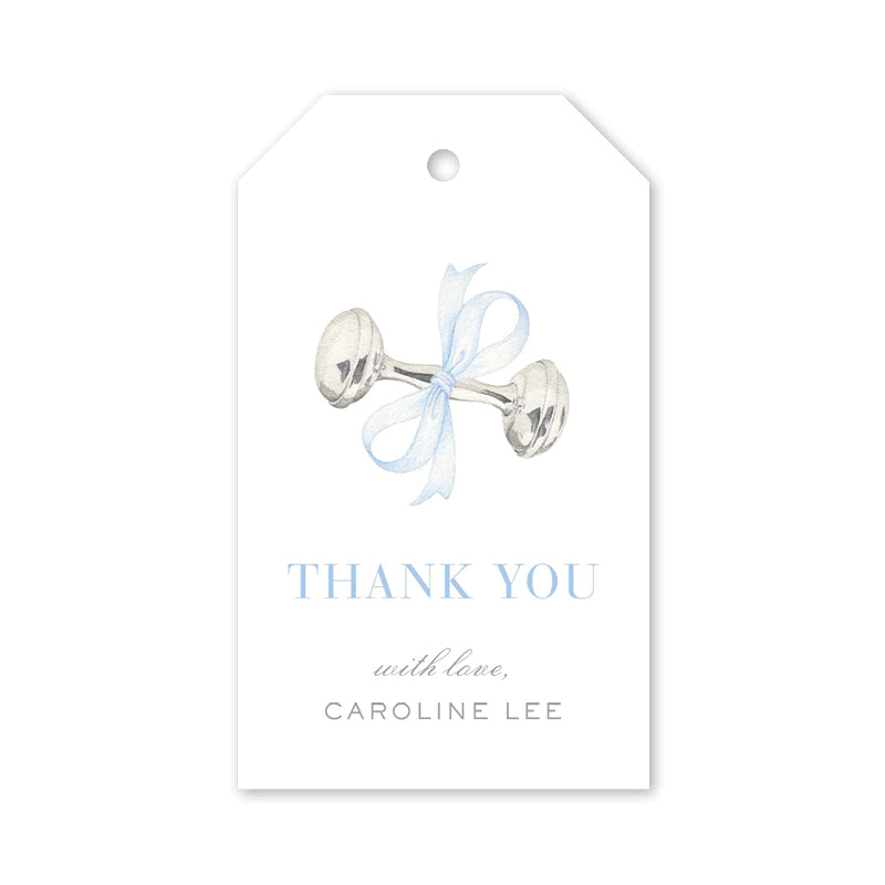 Rattle and Bow Blue Gift Tags - Born Childrens Boutique