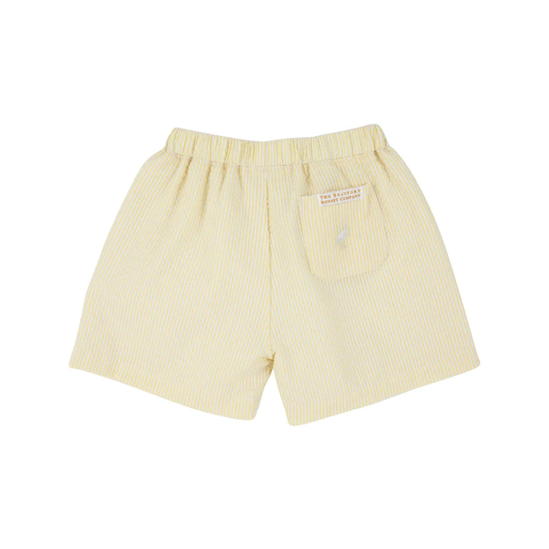Shelton Shorts Seaside Sunny Yellow Seersucker With Worth Avenue White Stork - Born Childrens Boutique
