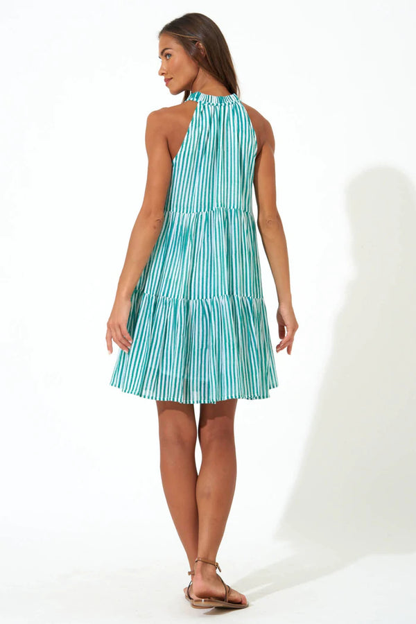 Sleeveless Tierd Playa Green Dress - Born Childrens Boutique