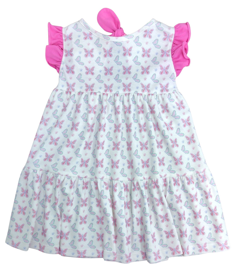 Pre-Order James and Lottie Lexie Pima Butterfly Dress with Pink Back Knot - Born Childrens Boutique