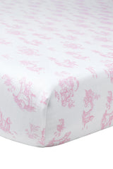 Pink Toile Baby Crib Sheet - Born Childrens Boutique