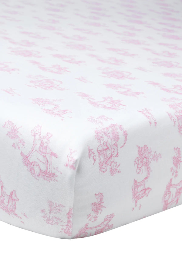 Pink Toile Baby Crib Sheet - Born Childrens Boutique