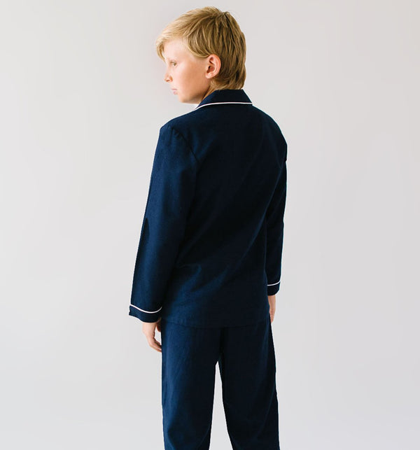 Classic Navy Flannel Pajamas - Born Childrens Boutique