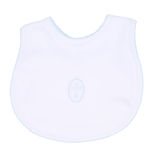 Magnolia Baby Blessed Emb Bib Light Blue - Born Childrens Boutique