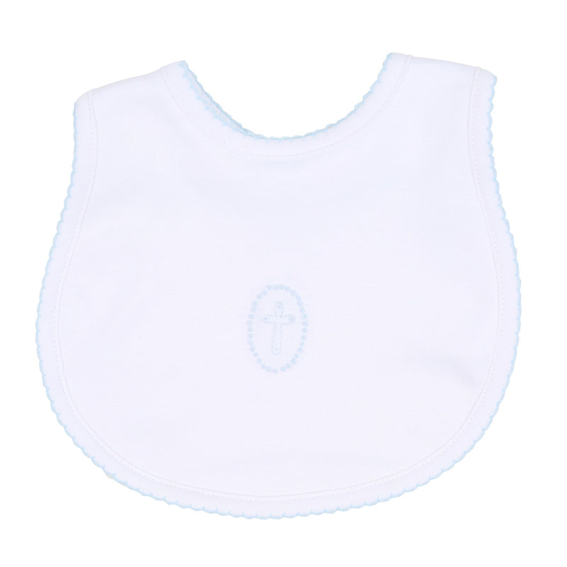 Magnolia Baby Blessed Emb Bib Light Blue - Born Childrens Boutique