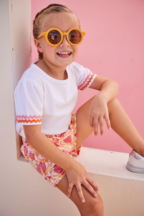 Basic Shorts Coral Lotus Blossom - Born Childrens Boutique