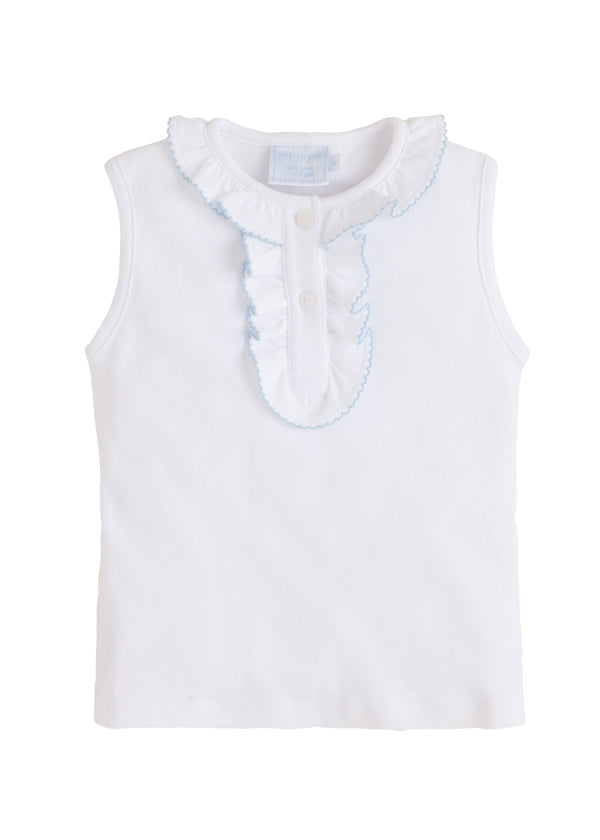 Little English Ruffle Henley Shirt Light Blue - Born Childrens Boutique