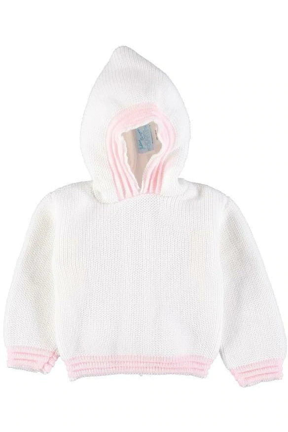 Baby Girl Hooded Zip Back Sweater - Born Childrens Boutique