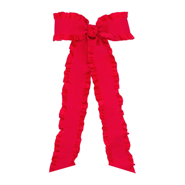 Wee Ones Red Ruffle Edge Bow with Tail - Born Childrens Boutique