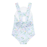 Pre-Order Bay Lavender Floral Bib One Piece with Back Bow - Born Childrens Boutique