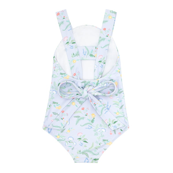 Pre-Order Bay Lavender Floral Bib One Piece with Back Bow - Born Childrens Boutique