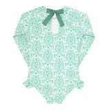 Pre-Order Abaco Green Paisley Rashguard One Piece - Born Childrens Boutique