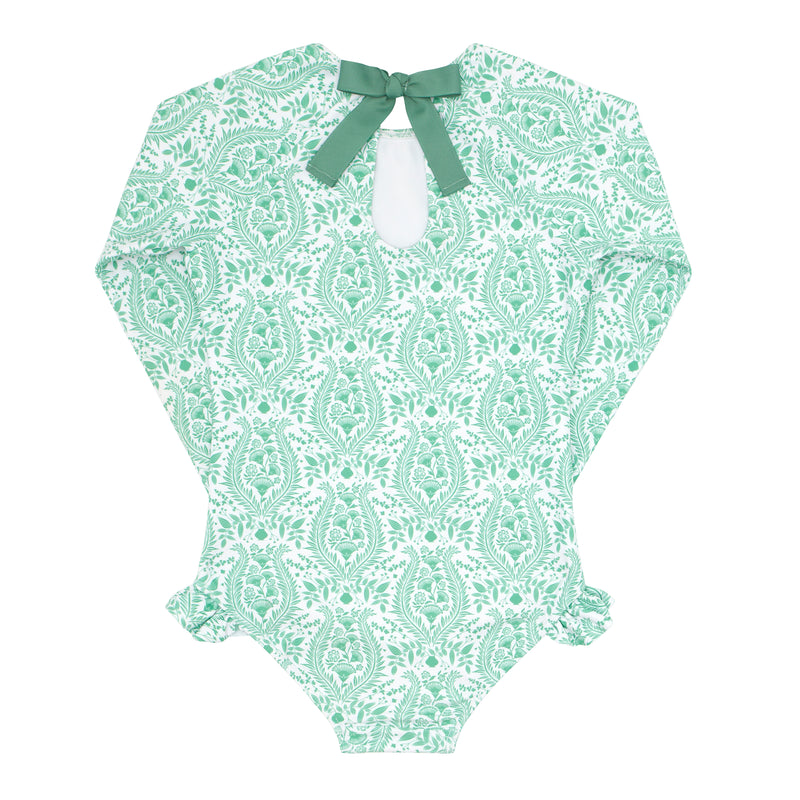 Pre-Order Abaco Green Paisley Rashguard One Piece - Born Childrens Boutique