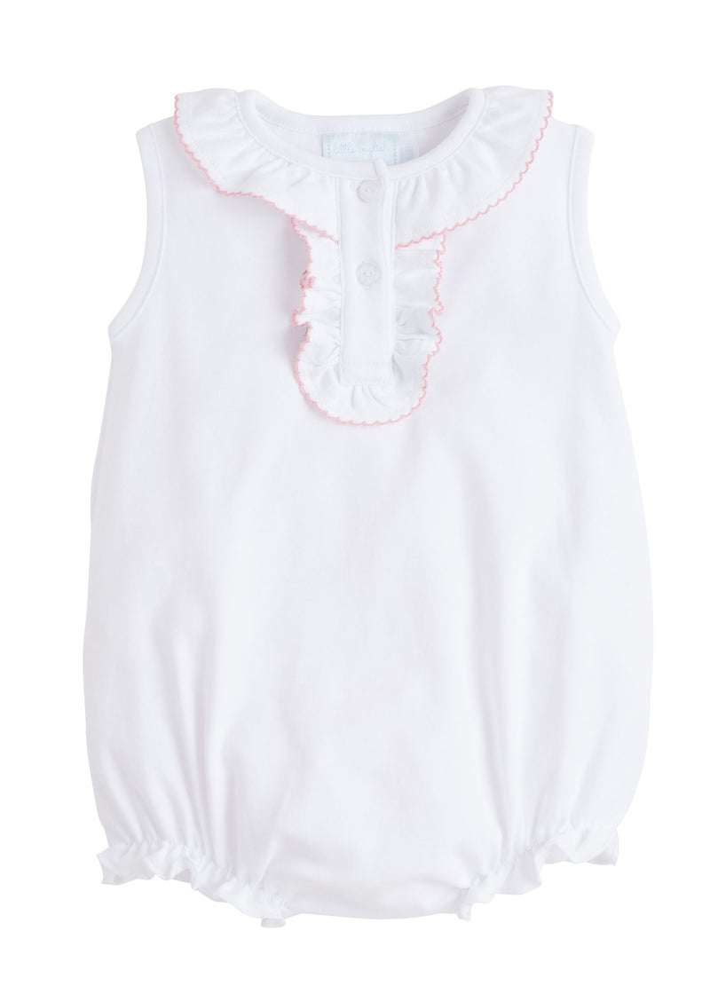 Little English Ruffled Henley Bubble - Light Pink - Born Childrens Boutique