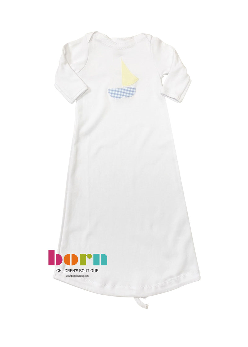 Appliqué Gown Blue Boat and Yellow Felt Sail