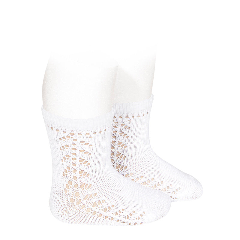 Side Crochet Short Sock White - Born Childrens Boutique