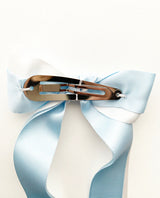 Double Pastel large Grosgrain Long Tail Bow, Light Blue - Born Childrens Boutique