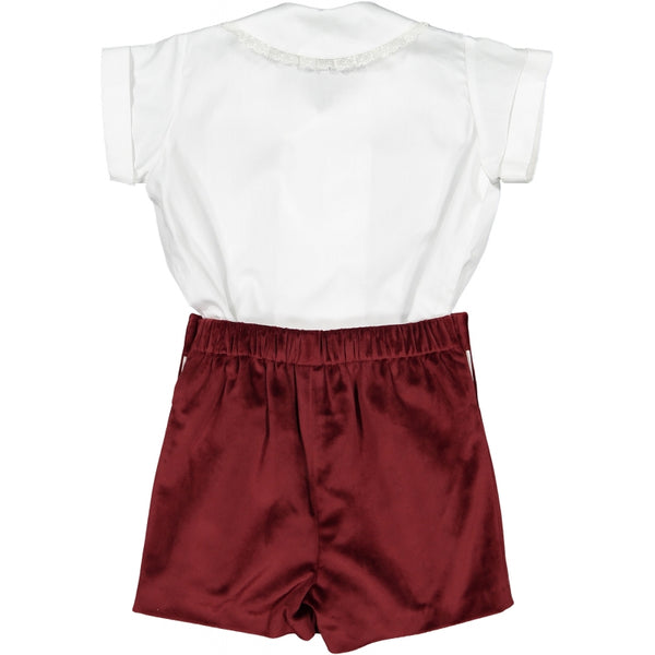 Pre-Order Sal & Pimenta Burgundy Velvet Baby Set - Born Childrens Boutique